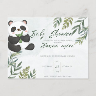 invitation baby shower, animal, panda postcard