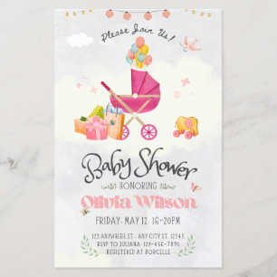 invitation baby shower, baby girl