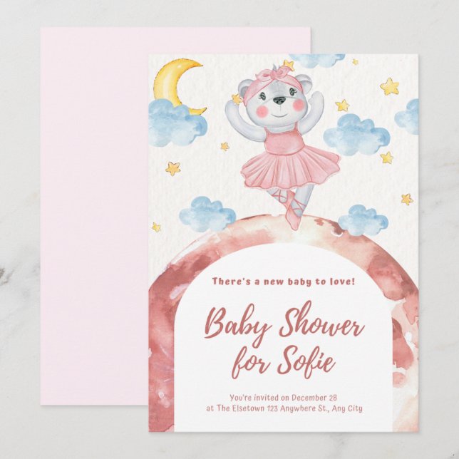 INVITATION BABY SHOWER CUTE ANIMAL (Front/Back)