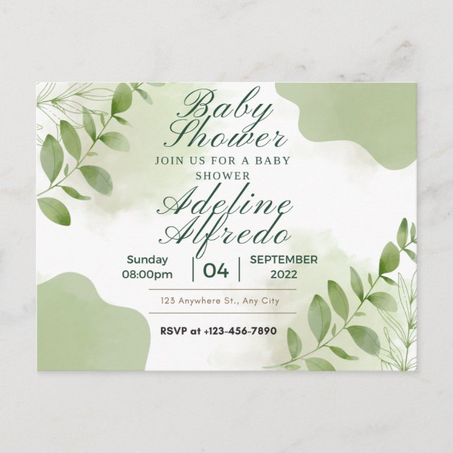 invitation baby shower, flowers postcard (Front)
