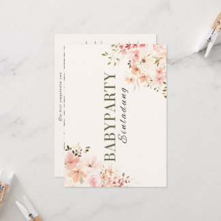 Invitation Babyparty - pink flowers Babyshower