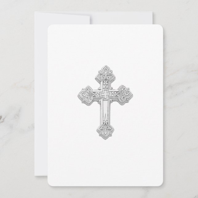 Invitation Baptism Silver Cross (Front)