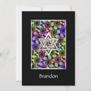 Invitation Bar Mitzvah Star of David Multi-coloure