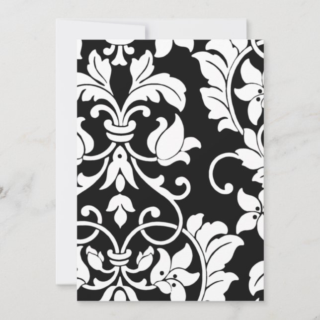 Invitation Bat Mitzvah Black and White Damask (Front)