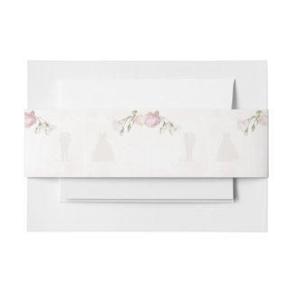 Invitation Belly Bands Soft Pink Roses Wedding Band
