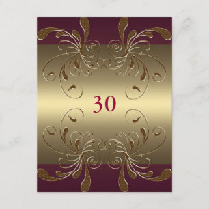 Invitation Birthday Dark Pink & Gold Floral Glam
