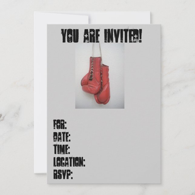 Invitation Birthday or Any Boxing Gloves (Front)