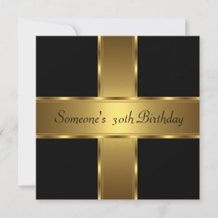 Invitation Birthday Party Black Gold 30th 40th 50