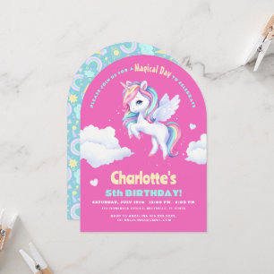 Invitation birthday party with unicorn.