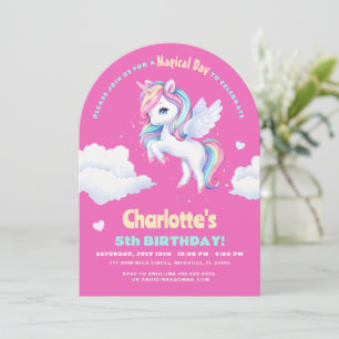 Invitation birthday party with unicorn.
