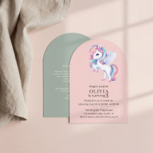 Invitation birthday party with unicorn.