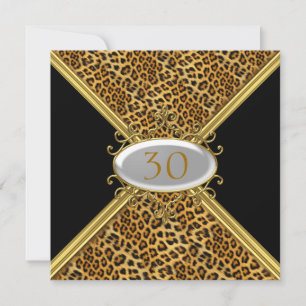 Invitation Black Leopard skin Birthday Anniversary