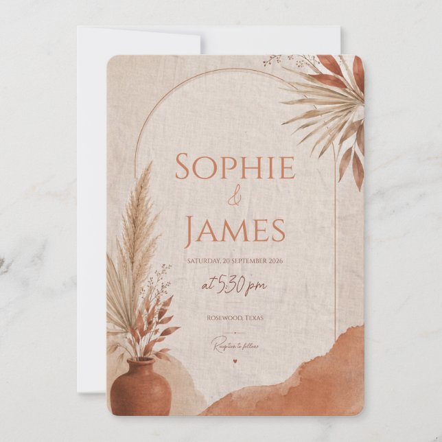 Invitation boho terracota wedding (Front)