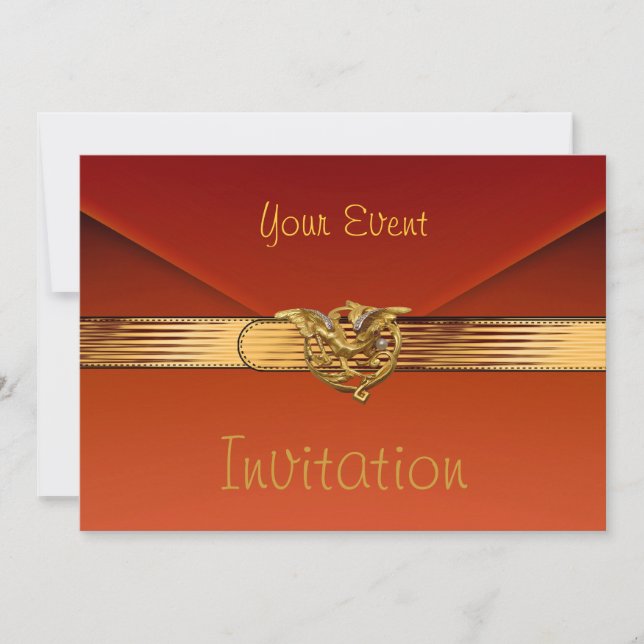 Invitation Burnt Orange Velvet Jewel Gold Clutch (Front)