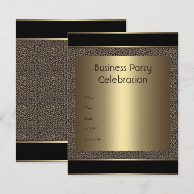 Invitation Business Brown Black Bronze Pebble (Front/Back)