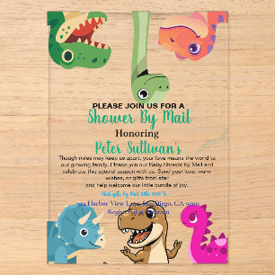 Invitation by Mail Cute Dinosaur Baby Shower