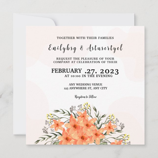 Invitation Card Colour Flower Design Template (Front)