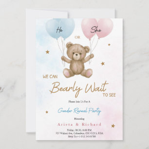 Invitation card for gender reveal party