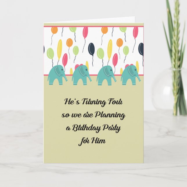 Invitation Card for Son's Birthday Party Four Year (Front)