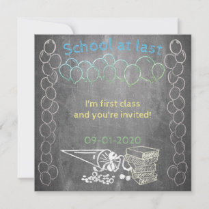 Invitation card to school enrolment on chalkboard