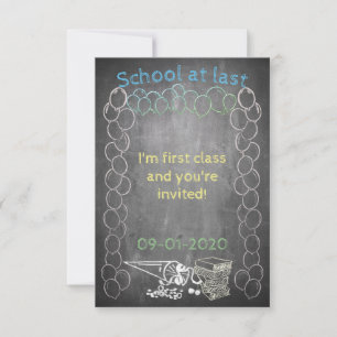 Invitation card to school enrolment on chalkboard