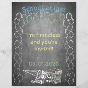 Invitation card to school enrolment on chalkboard