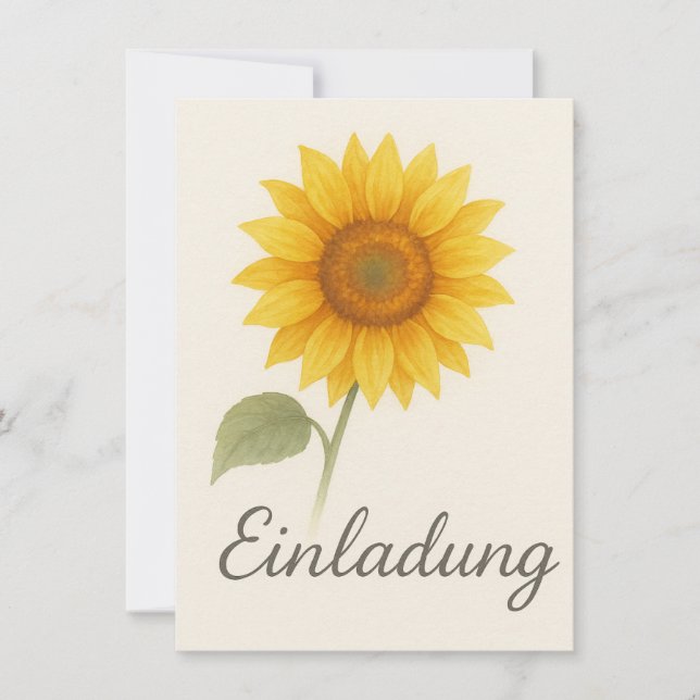Invitation card with bright sunflower (Front)
