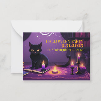 Invitation Card with Halloween cat illustration