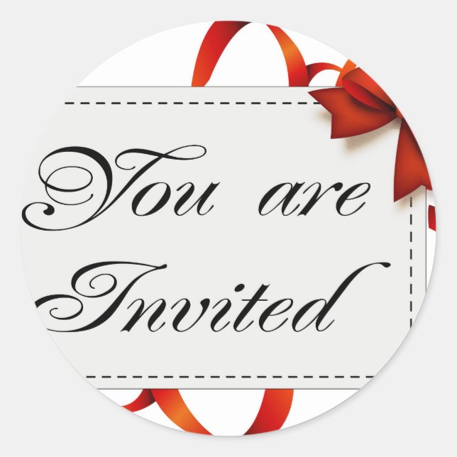 Invitation card >> You Are Invited Classic Round Sticker (Front)