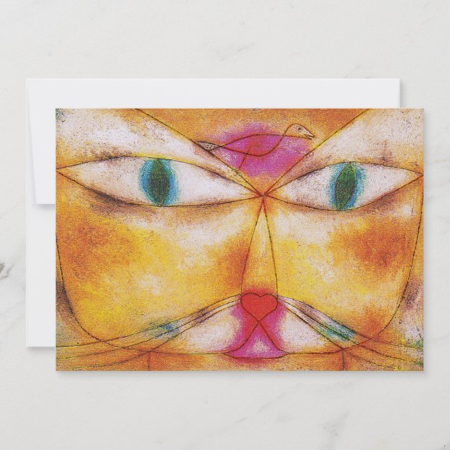 Invitation: Cat & Bird by Paul Klee - Customisable Invitation (Front)