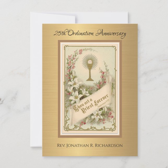 Invitation Catholic Priest Ordination Anniversary (Front)