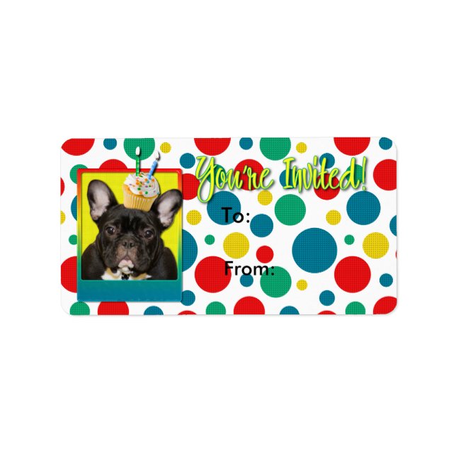 Invitation Cupcake 2 Year Old - French Bulldog Label (Front)