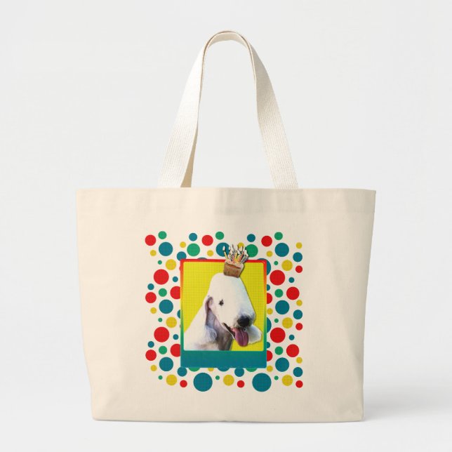 Invitation Cupcake - Bedlington Terrier Large Tote Bag (Front)