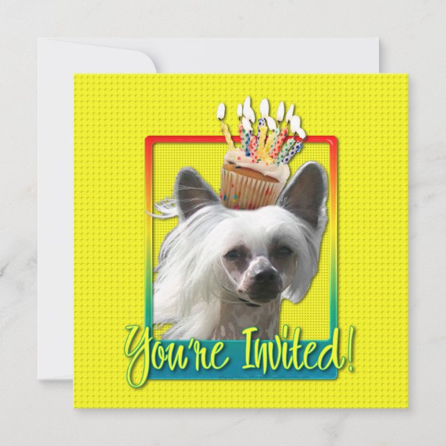Invitation Cupcake - Chinese Crested - Kahlo (Front)