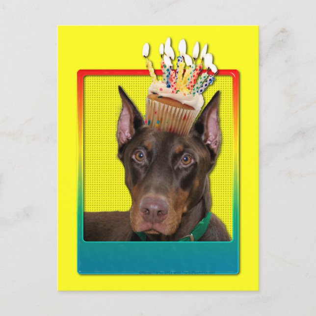 Invitation Cupcake - Doberman - Red - Rocky Postcard (Front)