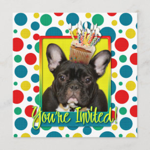 Invitation Cupcake - French Bulldog - Teal