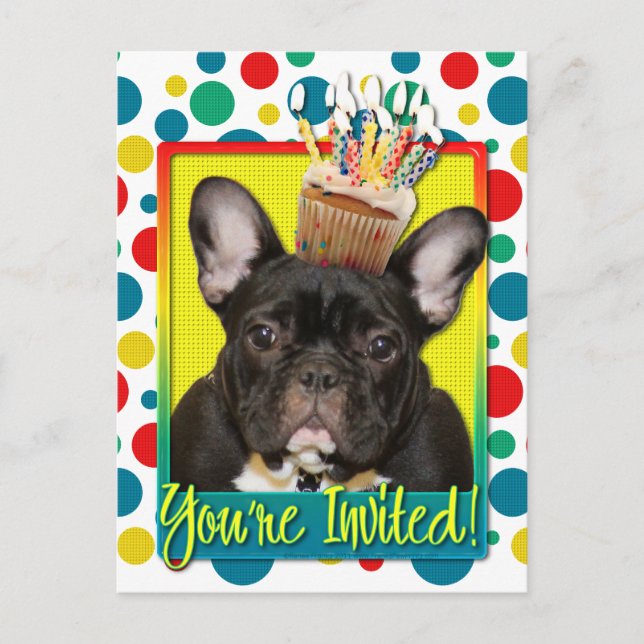 Invitation Cupcake - French Bulldog - Teal Postcard (Front)