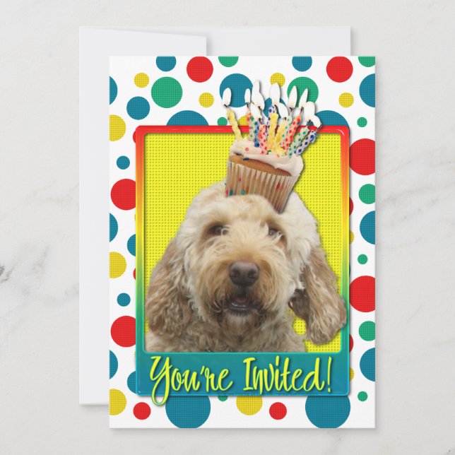 Invitation Cupcake - GoldenDoodle (Front)