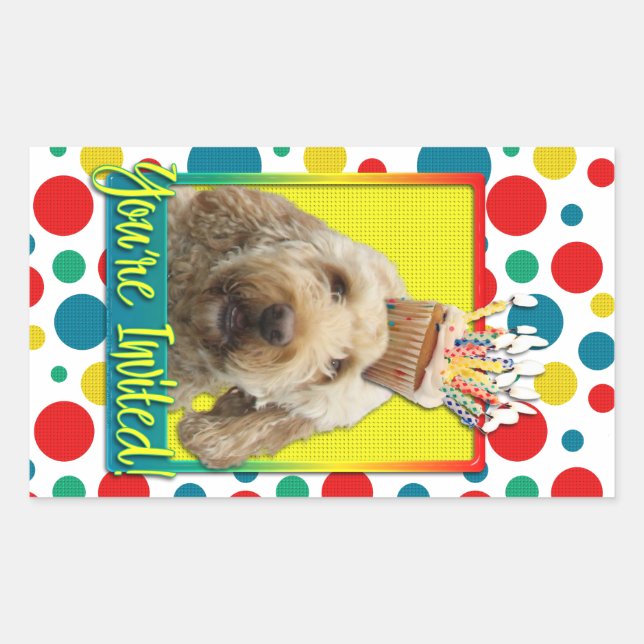 Invitation Cupcake - GoldenDoodle Rectangular Sticker (Front)