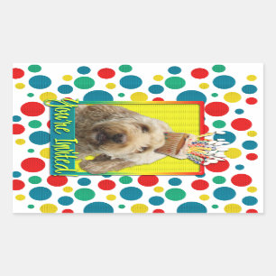 Invitation Cupcake - GoldenDoodle Rectangular Sticker