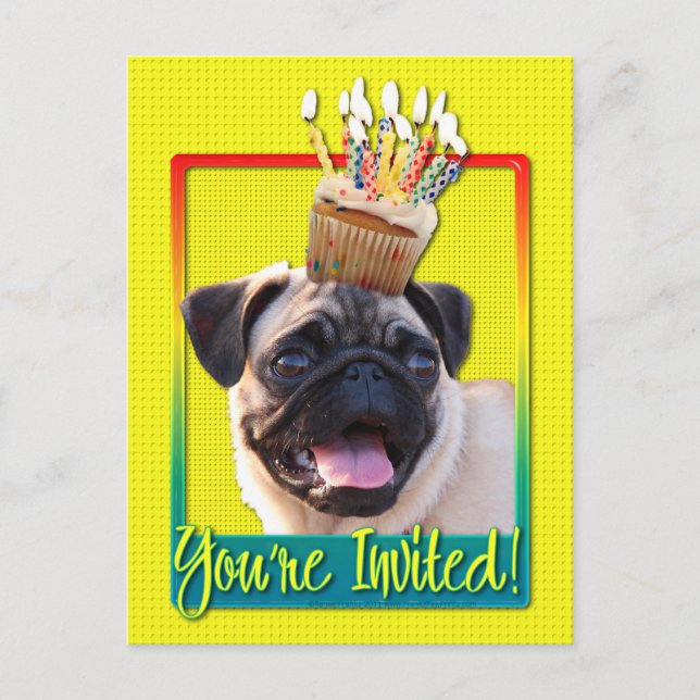 Invitation Cupcake - Pug Postcard (Front)