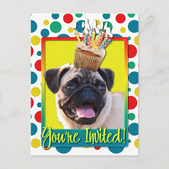 Invitation Cupcake - Pug Postcard (Front)