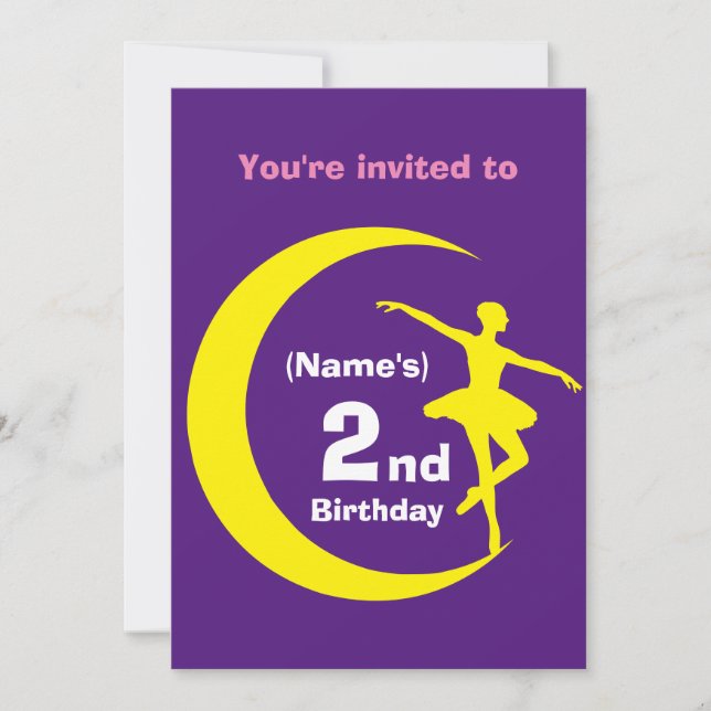 Invitation Custom Ballerina 2nd Birthday-add name (Front)