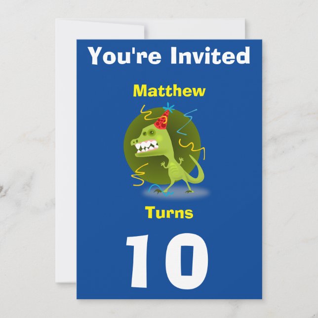 Invitation Custom Dinosaur- Birthday-add name/age (Front)