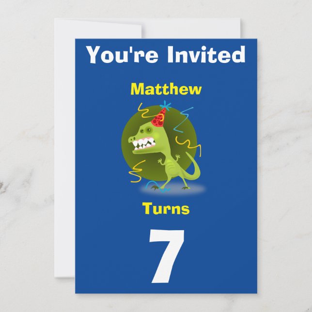 Invitation Custom Dinosaur- Birthday-add name/age (Front)