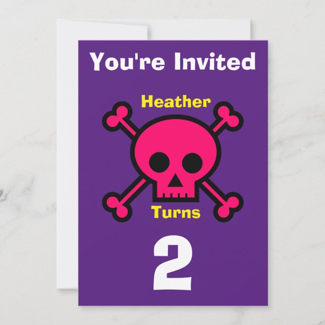 Invitation Custom Skull- Birthday-add name/age (Front)