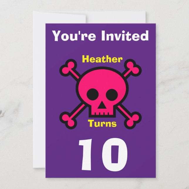 Invitation Custom Skull- Birthday-add name/age (Front)