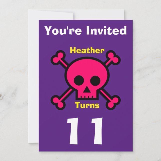 Invitation Custom Skull- Birthday-add name/age (Front)