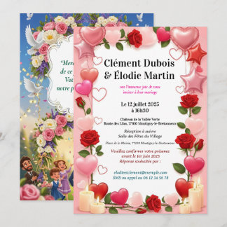 Invitation de Mariage Romantique aux Fleurs