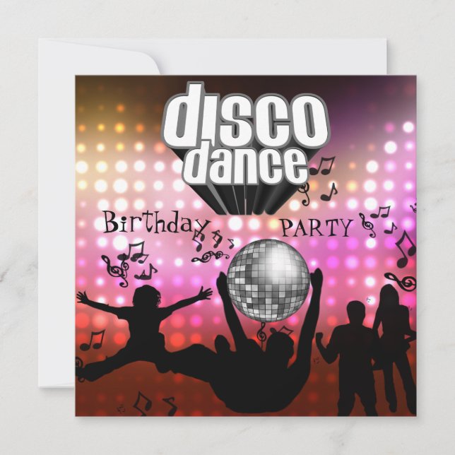 Invitation Disco Dance Birthday Party Retro (Front)